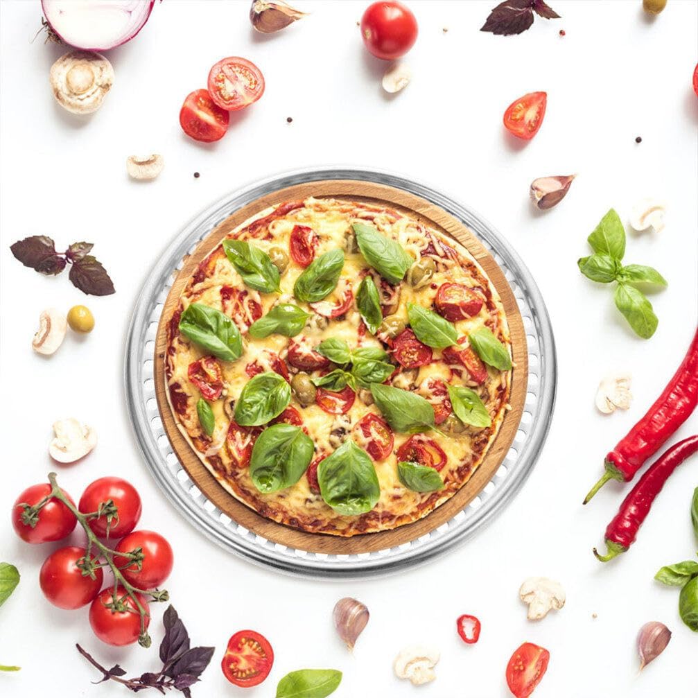 Hemoton 16.6 Inch Stainless Steel Perforated Pizza Pan Punched Baking Tray Round Mesh Crisper for Oven Baking and Crisping