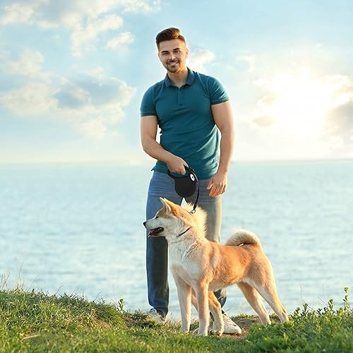 Miniatura 8 de Correa retráctil de 16 pies para perros de raza grande de hasta 110 libras con una cuerda de alambre extensor desmontable a prueba de mordidas