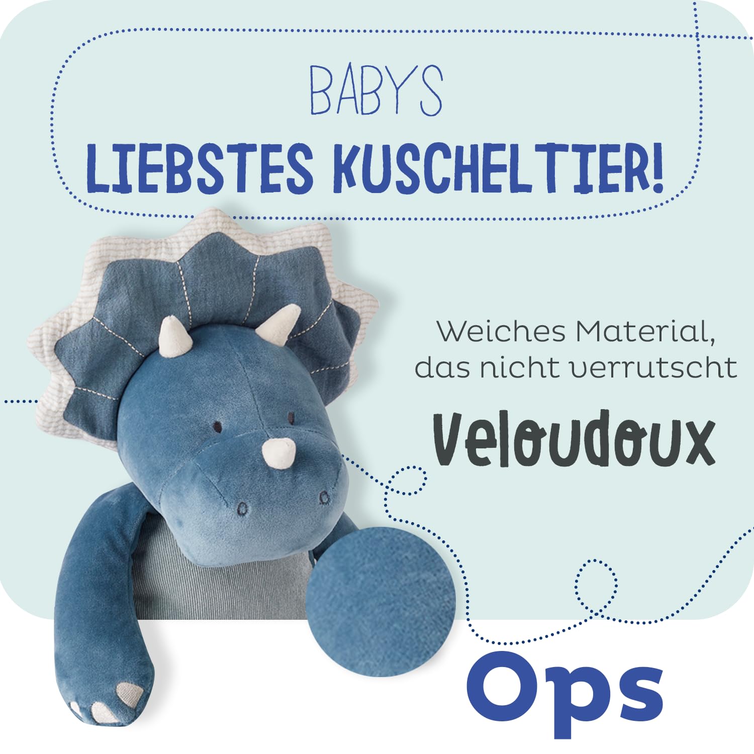 Noukie's - Schmusetuch für Kinder - Riesenplüschtier Ops - Schmusetuch aus Bio-Baumwolle - Kindgerechte Größe (80 cm)