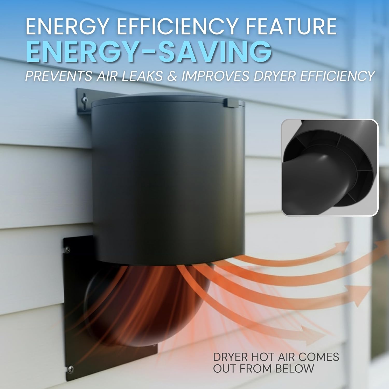 Dryer Vent Cover 4 inch (Black) with UV RESISTANT - Outdoor Dryer Vent Cover Natural Energy Saving, Dryer Vent Seal for Home Exterior