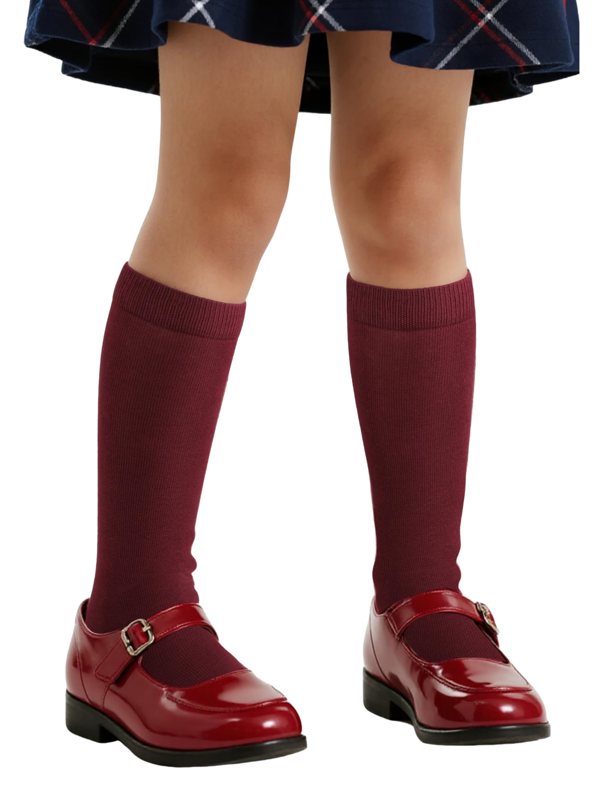 COTTON DAY Kids Girls Unisex School Knee High Socks Black White Navy 3 Pack