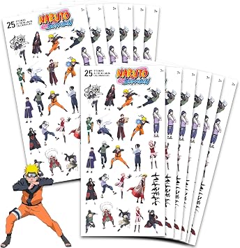 Naruto Party Favors for Boys & Girls - 12 Pack Naruto Stickers Sheet Bulk Bundle for Kids Birthday Party & Goodie Bags | Anime Party Supplies