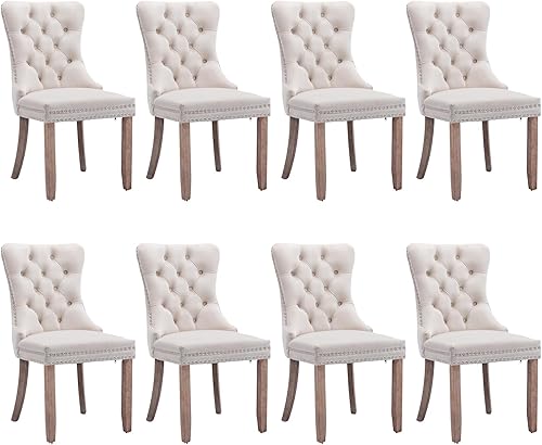 Miniatura 103 de SoarFlash Juego de 6 sillas de comedor de terciopelo, silla lateral de respaldo alto, silla lateral moderna tapizada de alta gama con capitoné y