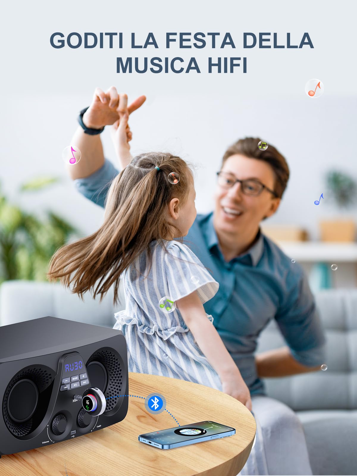 Glangeh Ricevitore Adattatore Bluetooth 5.3 Auto AUX, Pulsante Ingrandito e LED Schermo, con Jack 3,5mm, per Stereo/Altoparlante/Cuffie, HiFi, Chiamate in Vivavoce, Supporta Siri
