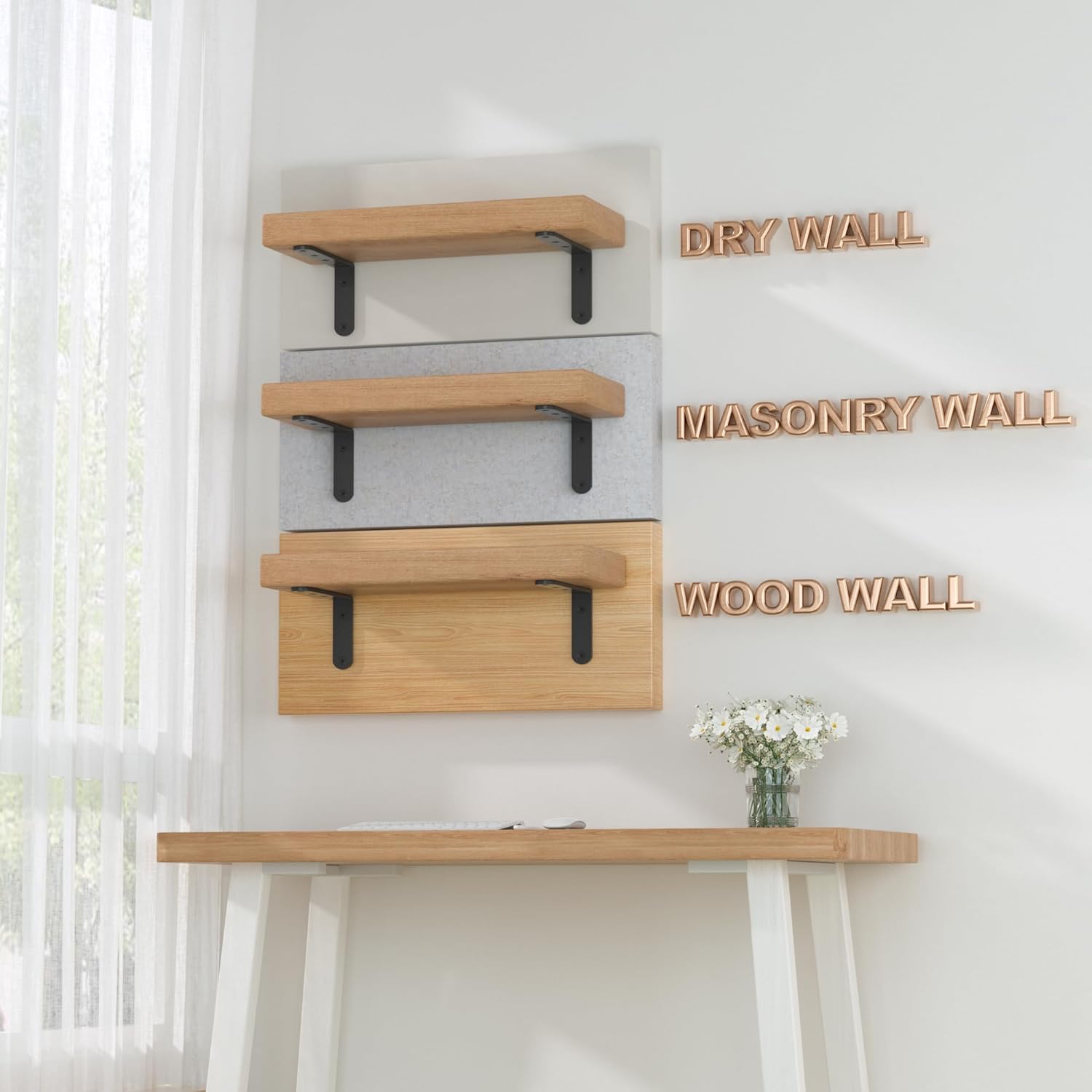 4Pcs/Set Shelf Brackets, Black 5inch Floating Shelf Bracket, Wall Mounted Support,Heavy Duty Floating Shelf Bracket