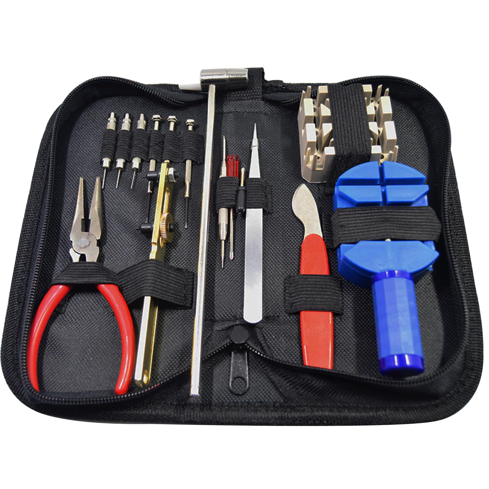 WYDDDARY 16Pcs Watch Repair Tool Kit Watch Link Removal Tool Kit Watch Case Opener Watch Band Replacement Tool Kit Spring Bar Tool Set with Carrying Bag