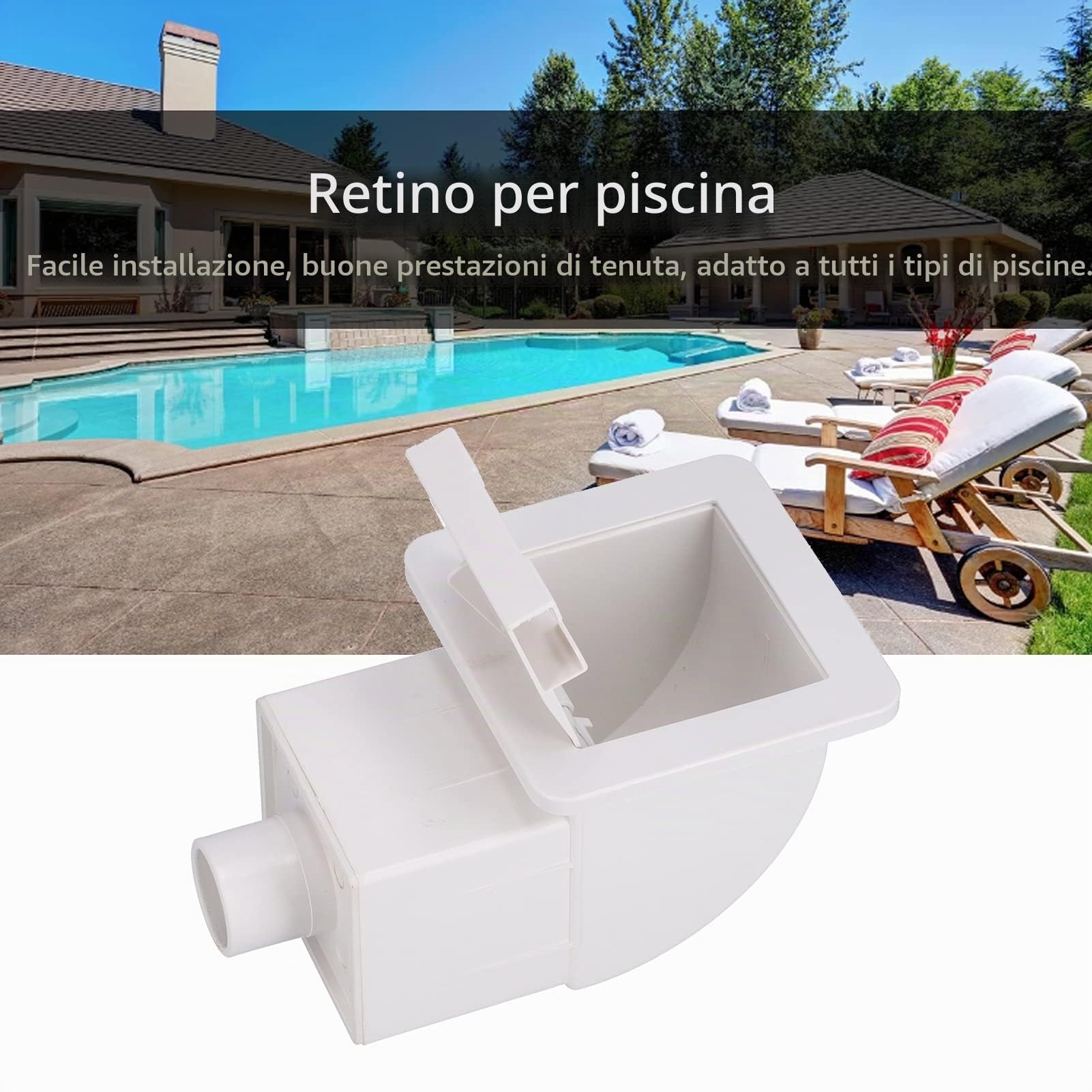 Kit Skimmer Passante per Pareti, Kit per Piscina Skimmer per Piscina a Bocca Larga per Impieghi Gravosi per Piscine Termali e Piscine, Facilmente Installabile nella Parete della Piscina (12,4 X 7,7 X