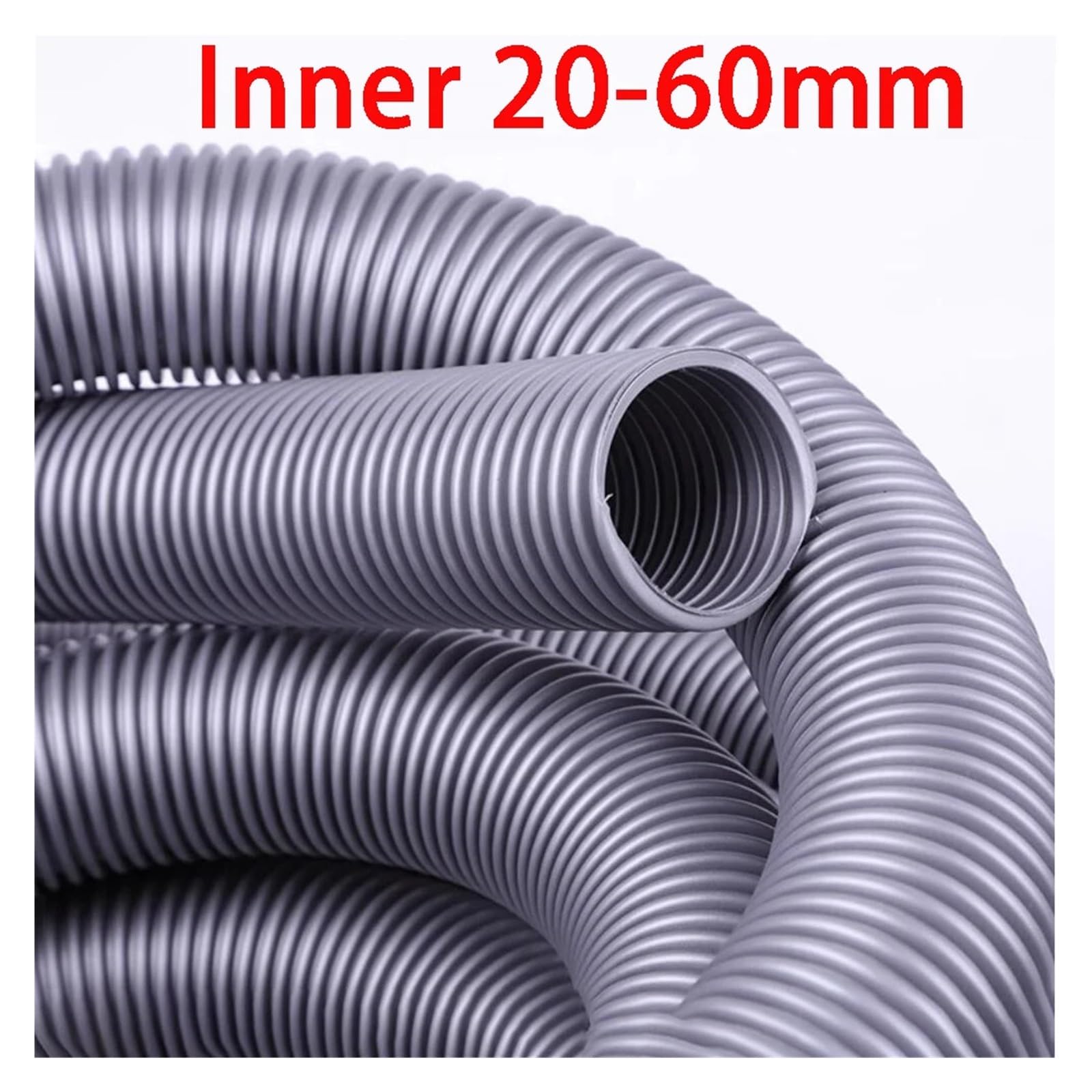 Tubo Flessibile For Aspirapolvere In PVC Grigio, Aspirazione Polvere, Tubo Di Scarico Fumi, Tubo Dell'aria, 1 Metro, Diametro Interno 30-100 Mm, 1000 Mm, 1 Pezzo(Inner Diameter 35mm)
