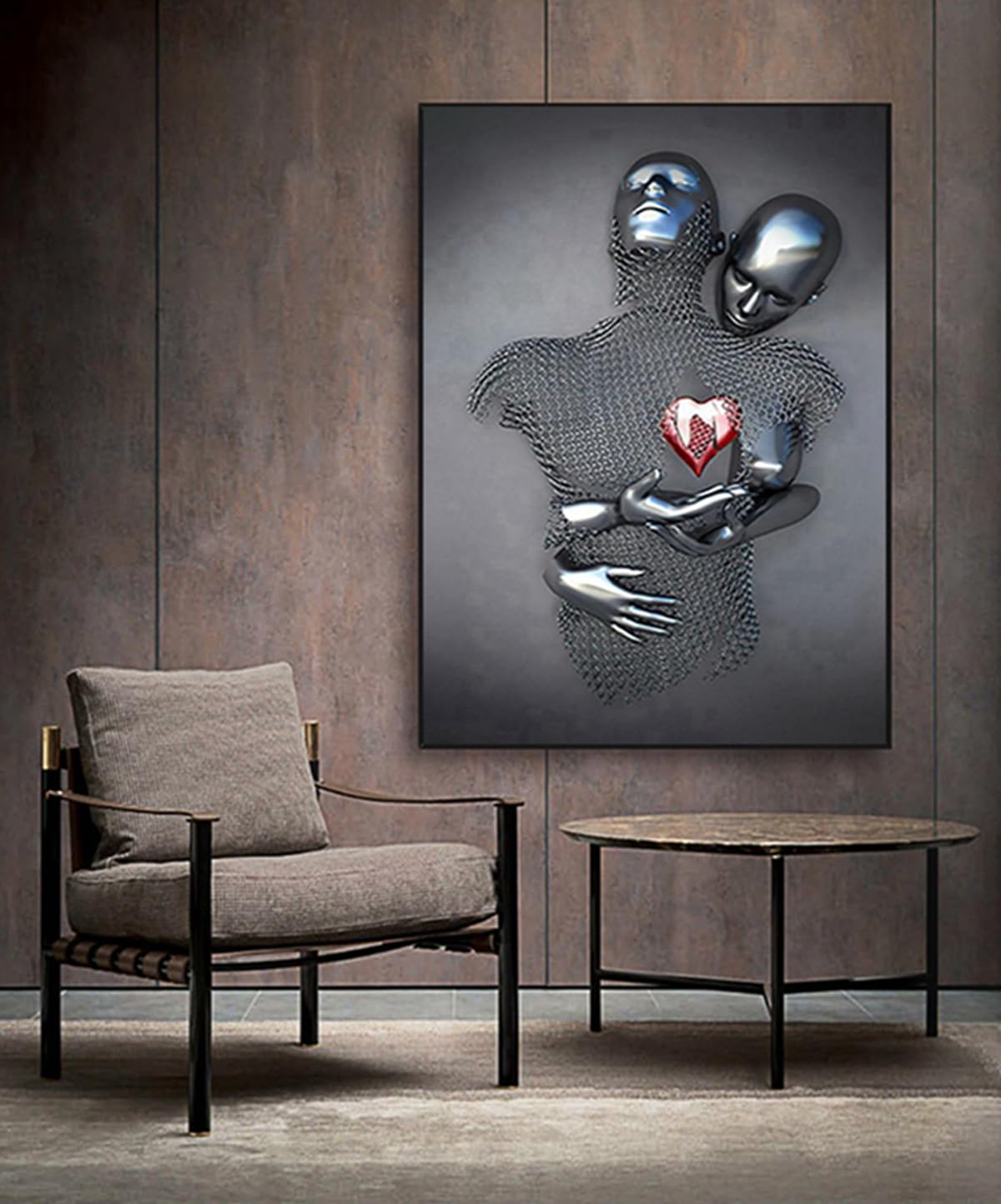 JNAOZI Lovers Metal Figure Statue & Canvas Art - Frameless, Abstract, Love Hug Theme (Poster 03.30 x 40 cm x 1 Piece) - Image 4