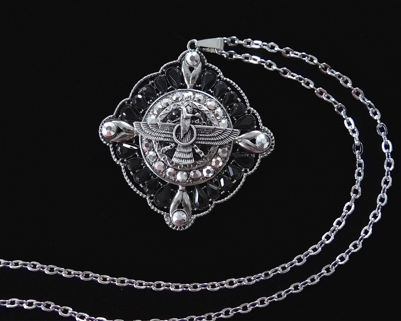Crystal Farvahar Necklace Persian Art Iran Zoroastrian Gift Iranian Faravahar
