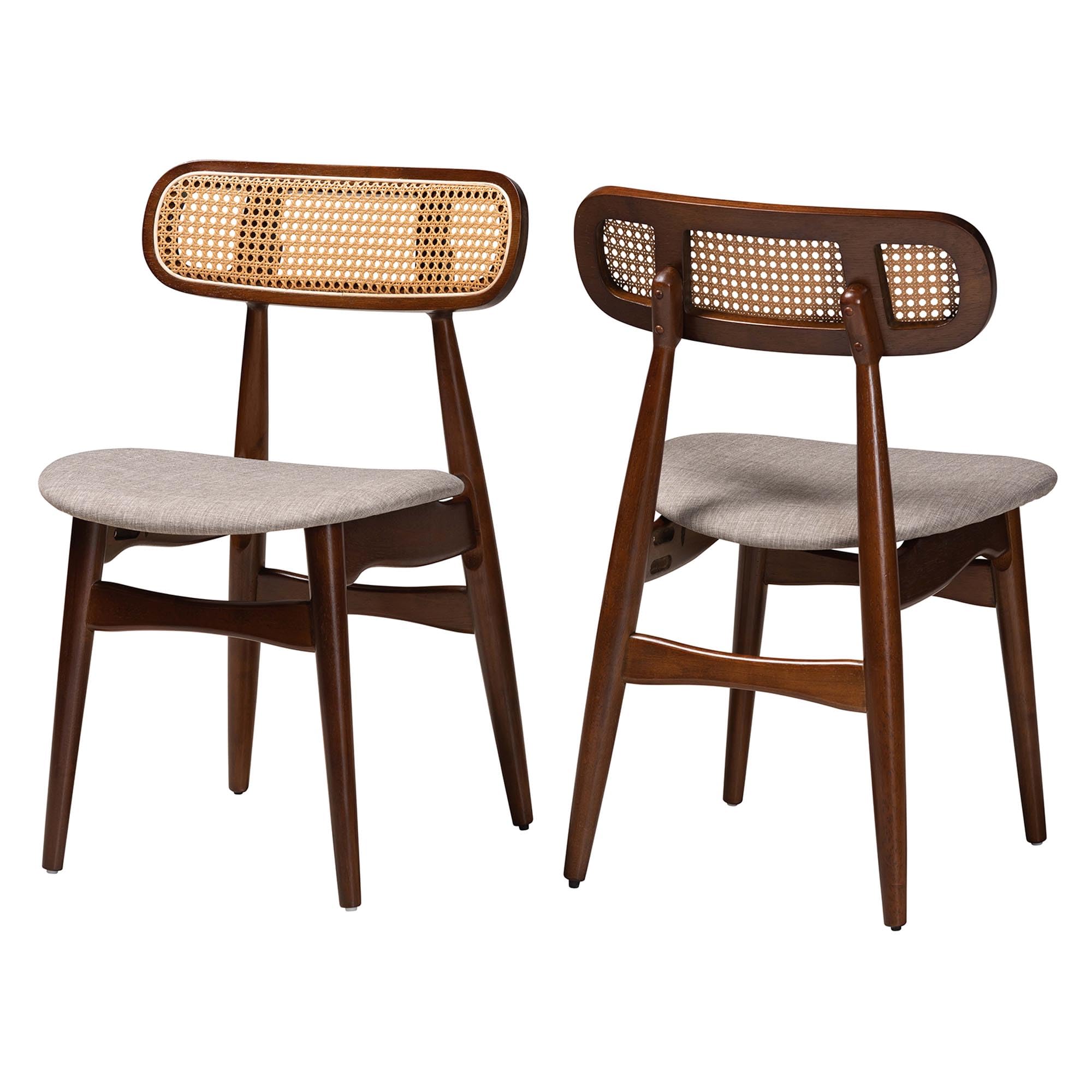 Baxton Studio Tarana Dining Chairs, Set of 2, Grey/Walnut Brown/Light Brown (Damaged)