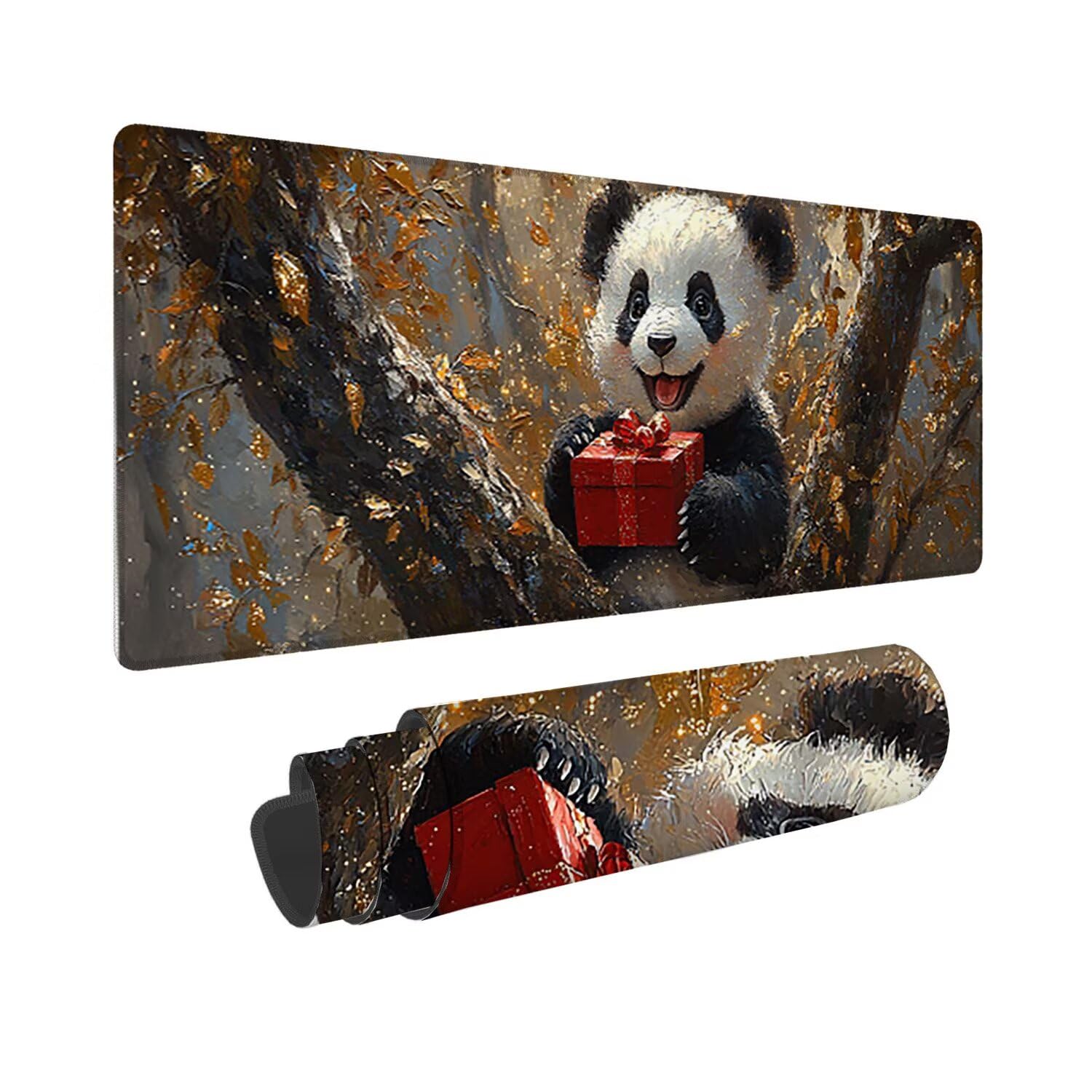Podkładka pod mysz do gier XXL duża mysz 1600 x 800 mm, duża podkładka pod biurko z antypoślizgową gumową podstawą dla graczy, poprawia precyzję i szybkość (urocza panda) o-478