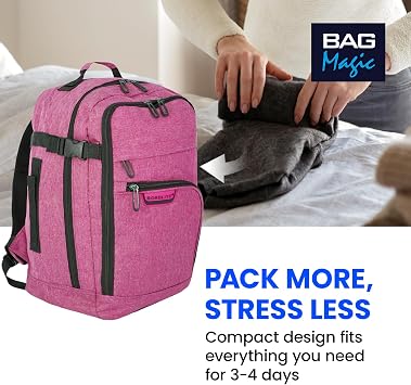 Bordlite Travel Underseat Cabin Approved Backpack, Lightweight Travel Rucksack, Premium Carry on Bag, 40x20x25cm - Pink