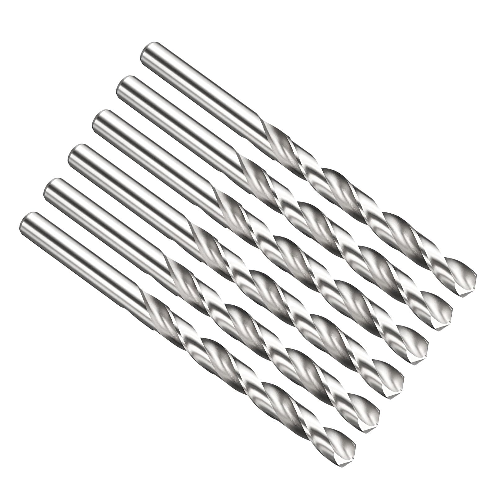 PATIKIL 8mm Drill Bit, Jobber Straight Shank M2 High-Speed Steel 135ยฐ Uncoated Bright for Stainless Steel Medium Hard Metal - 6 Pack