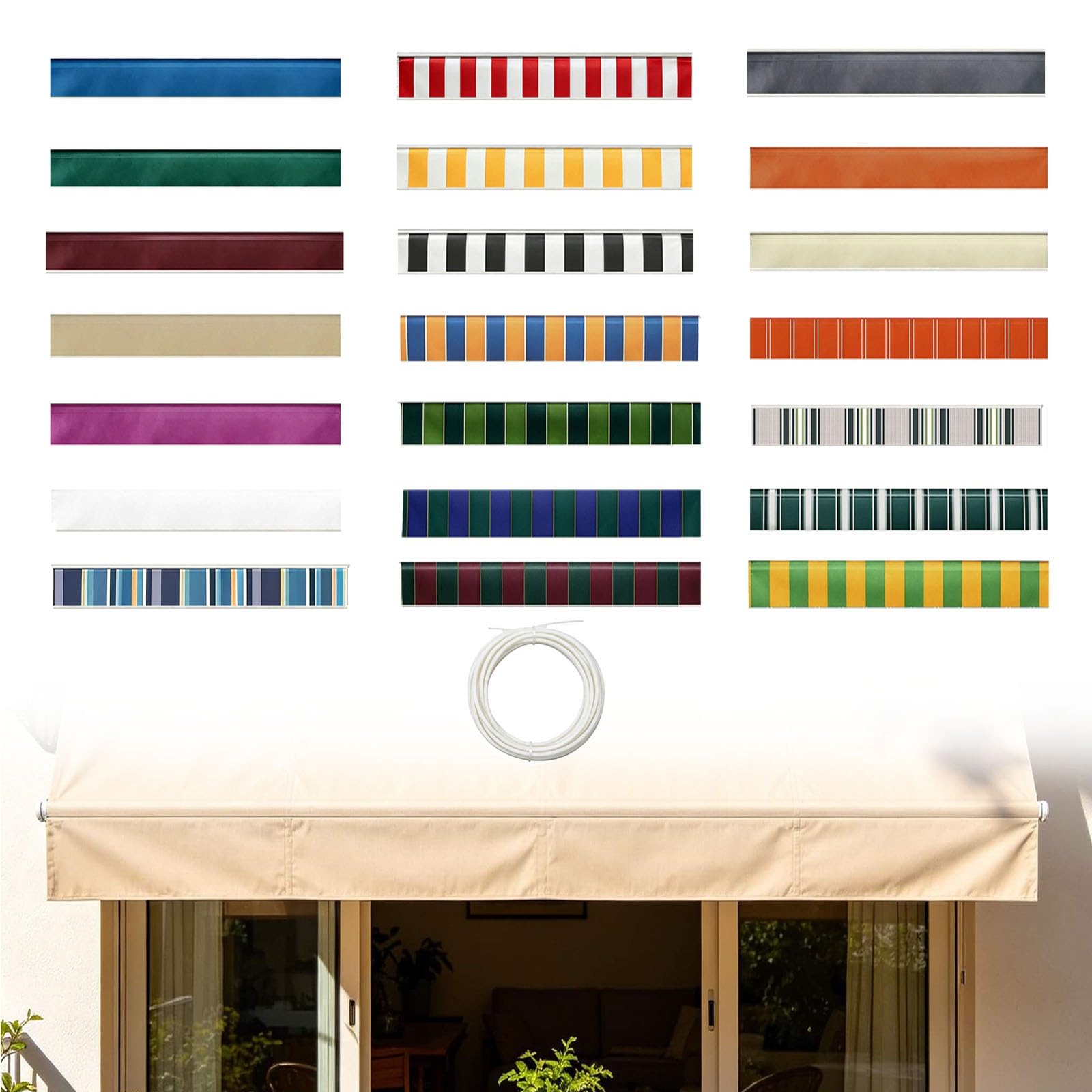 Générique Lambrequin Droit de Remplacement pour Store Banne, Tissu de Lambrequin Imperméable en Polyester, Bord Droit de Remplacement pour Terrasse, Balcon, Jardin, Camping-Car(Gris,B500cmxH20cm)