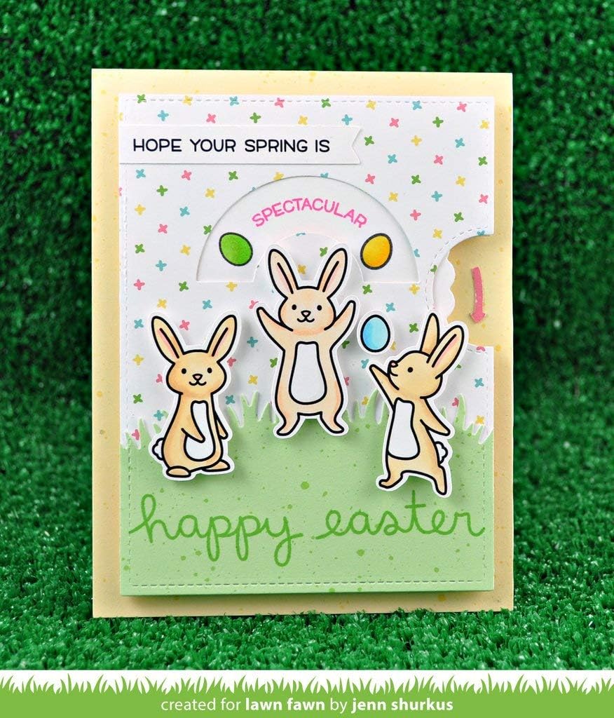 Lawn Fawn Eggstra Amazing Easter 4"x6" Clear Stamp Set and Matching Lawn Cut Dies (LF1884, LF1885), Bundle of Two Items