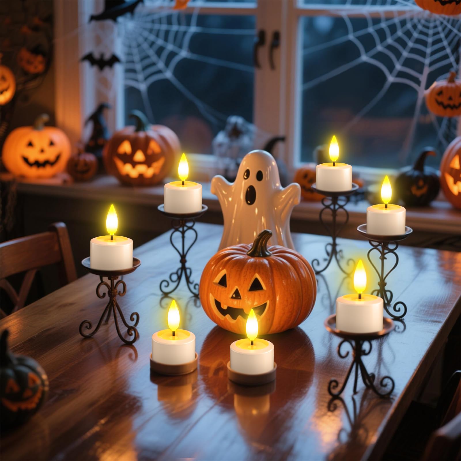 PChero Velas LED Efecto Llama, 12pcs Kit Velas de Te Luces LED con Pilas Blancas Pequeñas Velas Electricas Flotantes Decorativas para Navidad Halloween Exterior Balcon Fiesta Decoración Habitacion