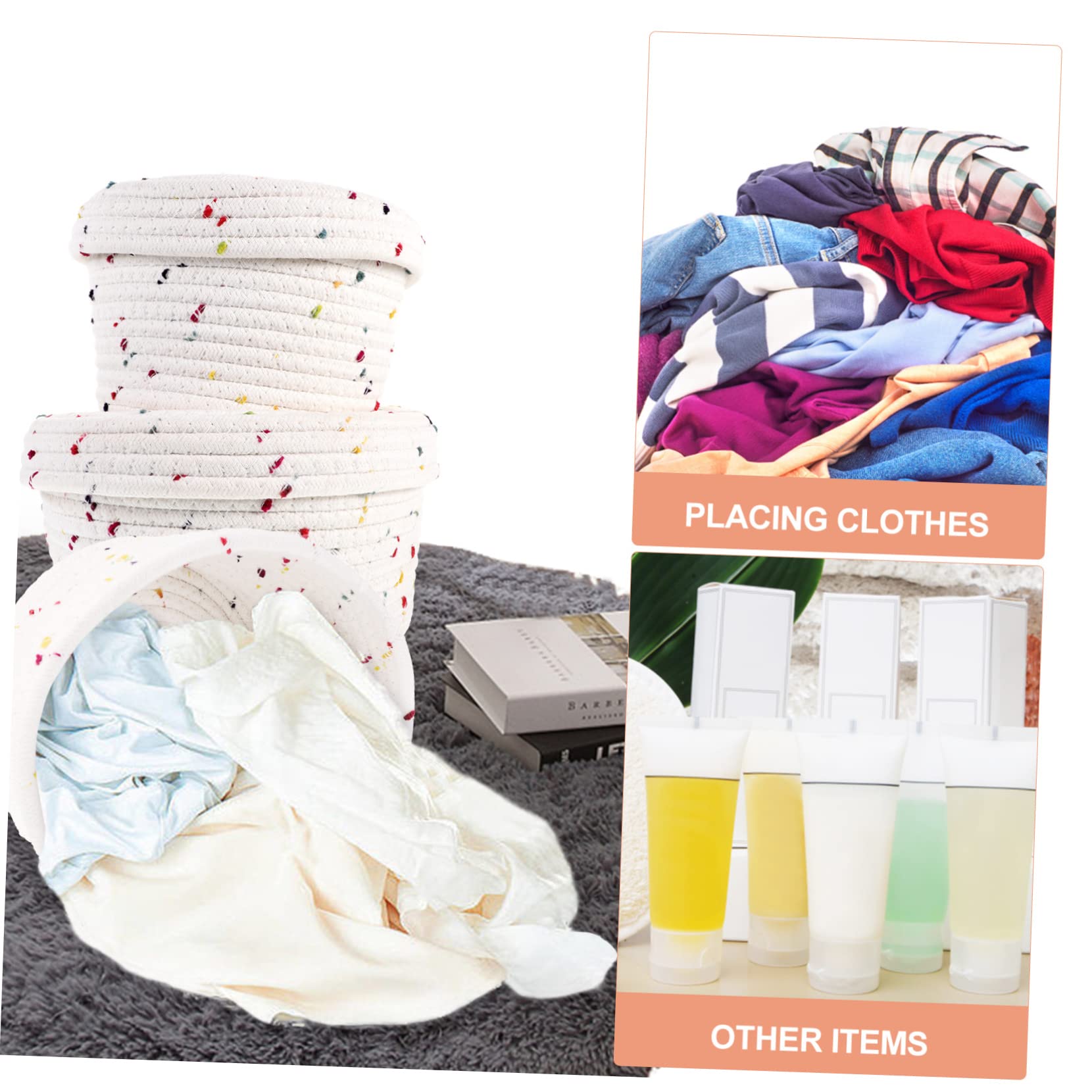 PRETYZOOM Cotton Rope Storage Baskets Lids Household Snack Holder Makeup Sundries Organizer