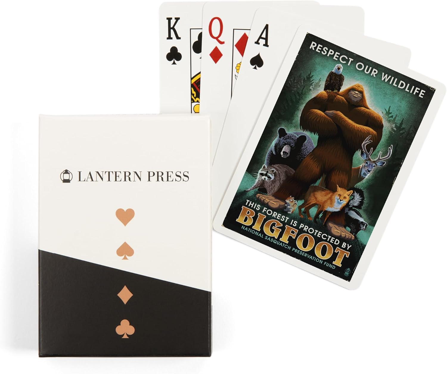 Lantern Press Respect Our Wildlife, Bigfoot, 52 Playing Cards for Adults, Poker Size Card Deck