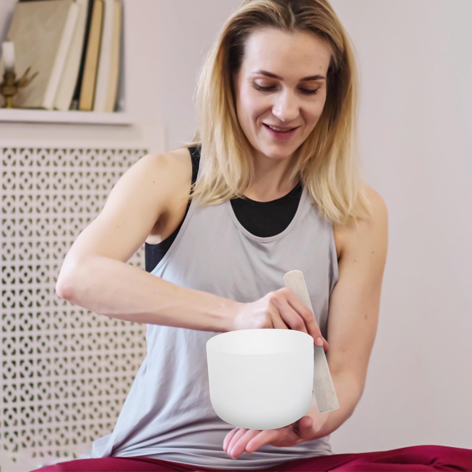 Leichte Yoga Klangschale aus Weißem Quarz 8 Zoll Chakra Meditationsmusik für Yoga und Schlafzimmer Tragbare Kristall Klangschale für Spirituelle Praxis
