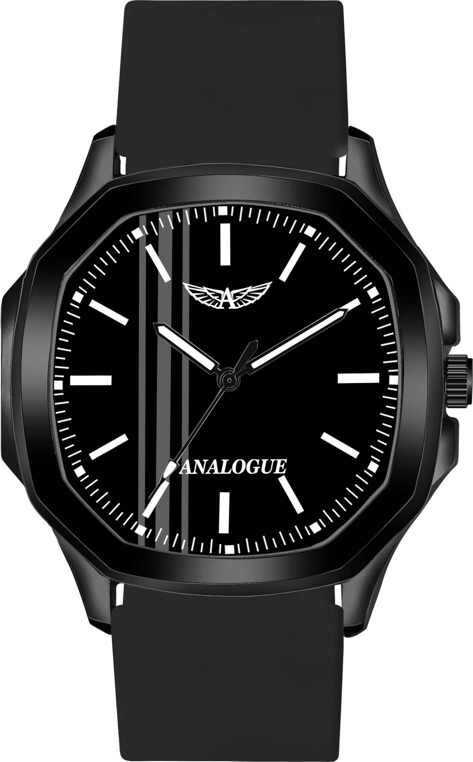 Hexa Series Silicone Strap Clip Closure 3D Glass Dial Casual Boys Analog Watch for Men | ANLG-912-BLACK-BLACK-image-17
