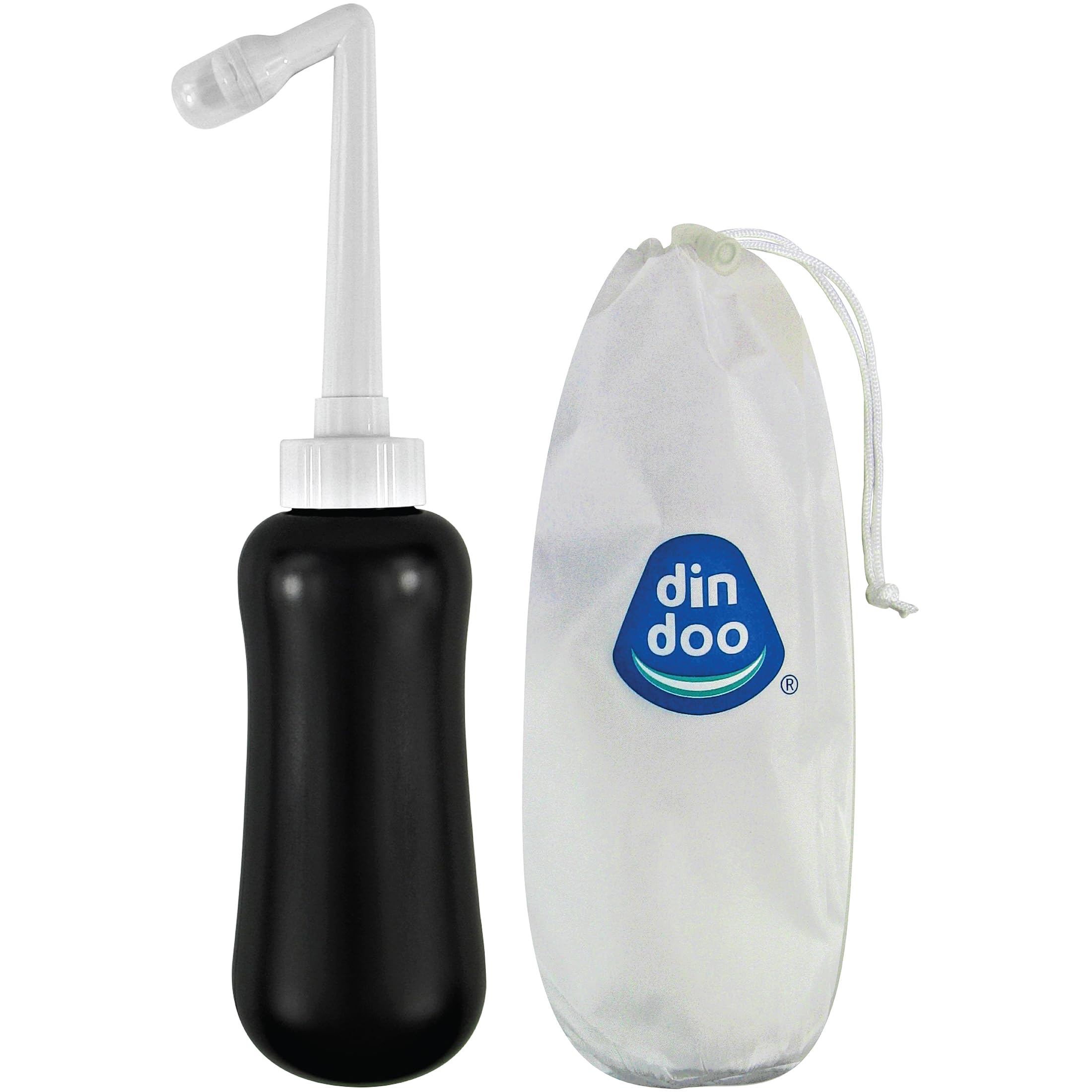DinDoo Portable Bidet Peri Bottle Solid Jet Black Not Transparent Includes Travel Bag 450ml