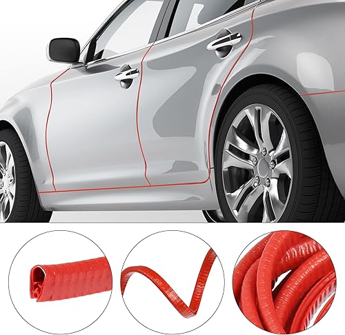Miniatura 10 de X AUTOHAUX Protector de borde de puerta de automóvil de 16.4 pies de longitud, a prueba de arañazos, tira de cuerpo en forma de U para SUV, espejo