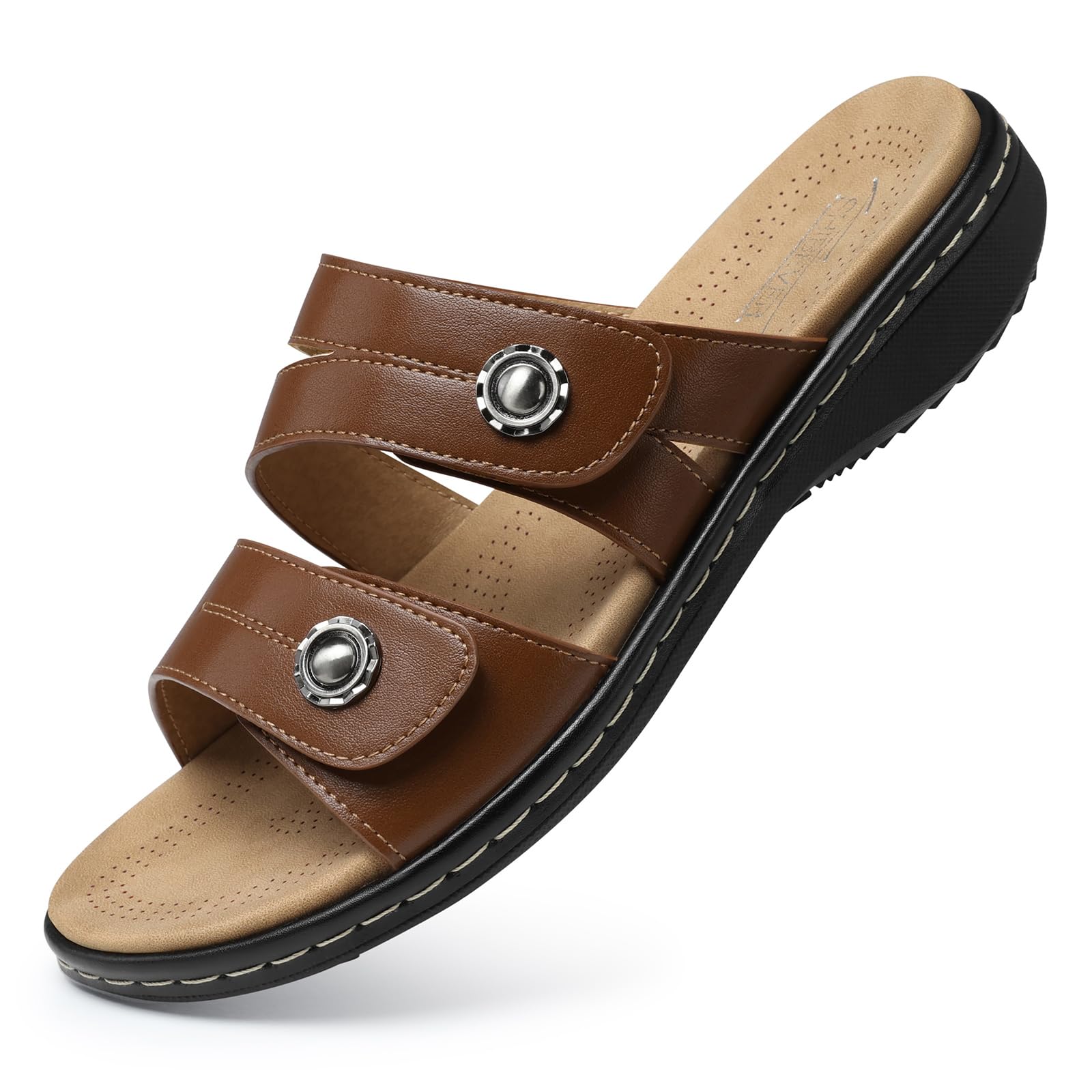 Flat Sandals Women Dressy: Non Slip, Arch Support, Orthopedic, Plantar Fasciitis Comfortable Walking Sandal