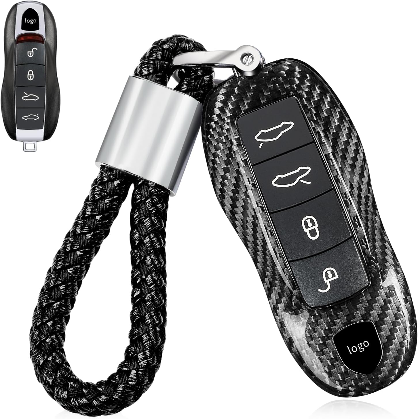T-carbon Key Fob Cover Compatible with Porsche Cayenne 2011-2017, Panamera Boxster Cayman 2010-2016, Macan 2014-2025