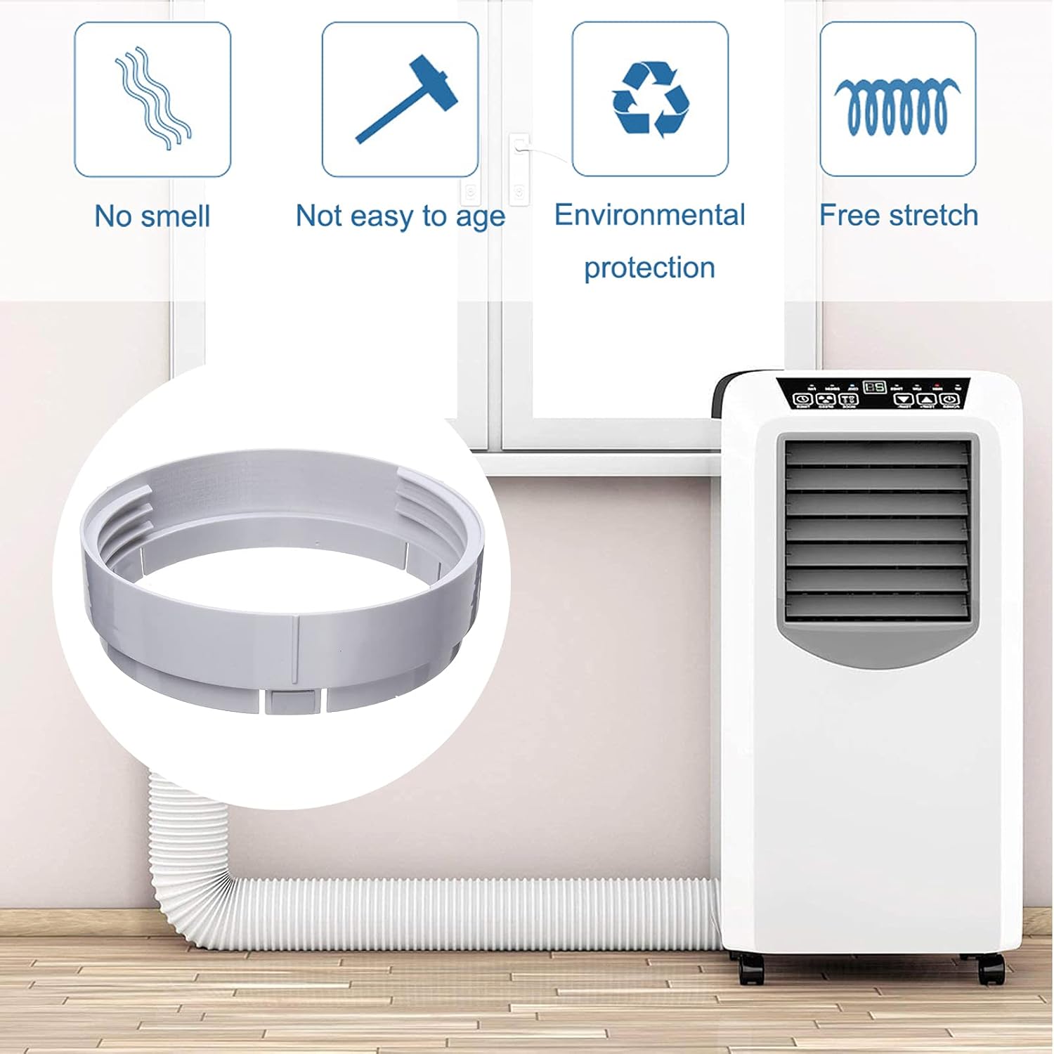 5.9 Inch Portable Air Conditioner Exhaust Hose Coupler AC Hose Window Seal Kit Connector Round Mobile Air Conditioning Accessories Compatible with LG and All Major Brands