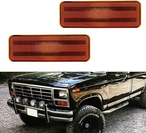 Miniatura 16 de Para 1980 1981 1982 1983 1984 1985 1986 Ford BRONCO F-150 F-250 F-350 Luces de marcador laterales de parachoques delantero lente ámbar LED Luces LED