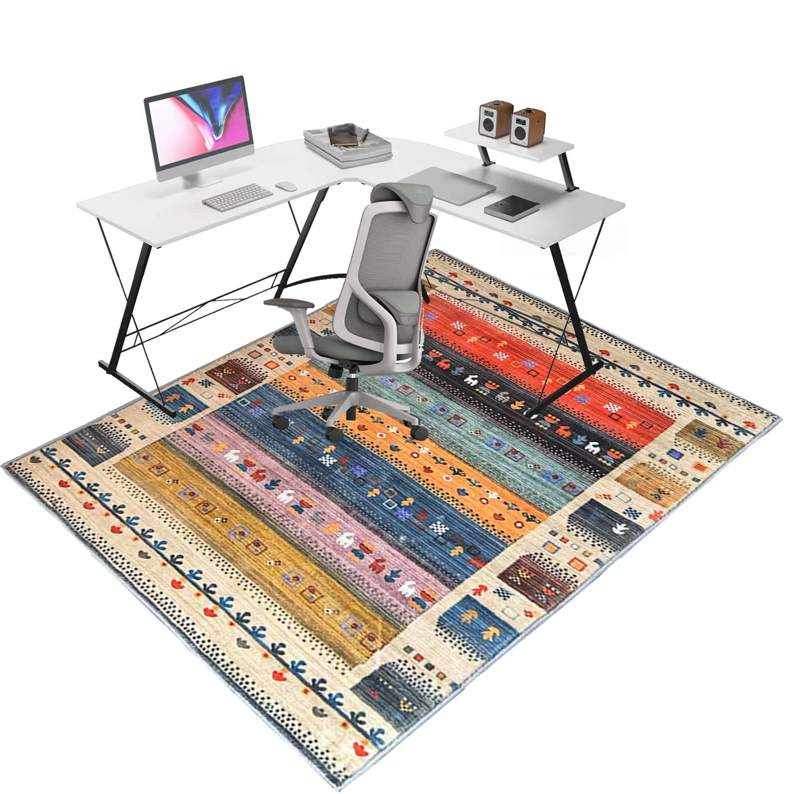 Office Chair Mat 200 x 230 cm, Floor Protector Rug for Gaming Rolling Chair, Carpet Protectors Non Slip, Computer Desk Floor Mats for Home Office Hardwood Floors Kitchen Living Room, Easy to Clean