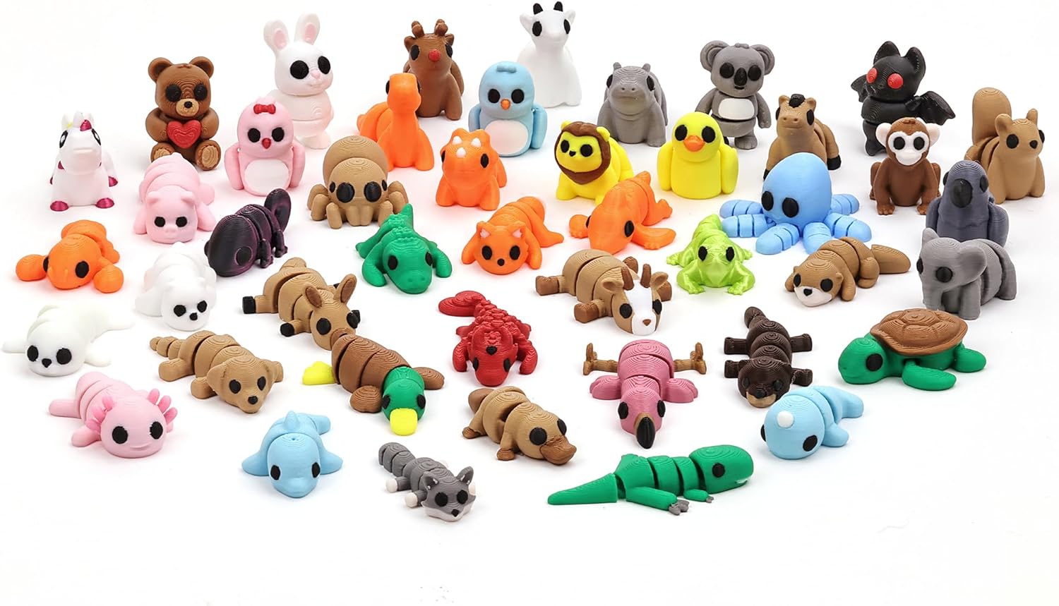 45 pcs Articulated Animal Figurines Set, 3D Printed Animal, Goodie Bag Stuffers, Party Favors, Classroom Rewards, Students Carnival Prizes, Office Desk Pets, Easter Basket Stuffers