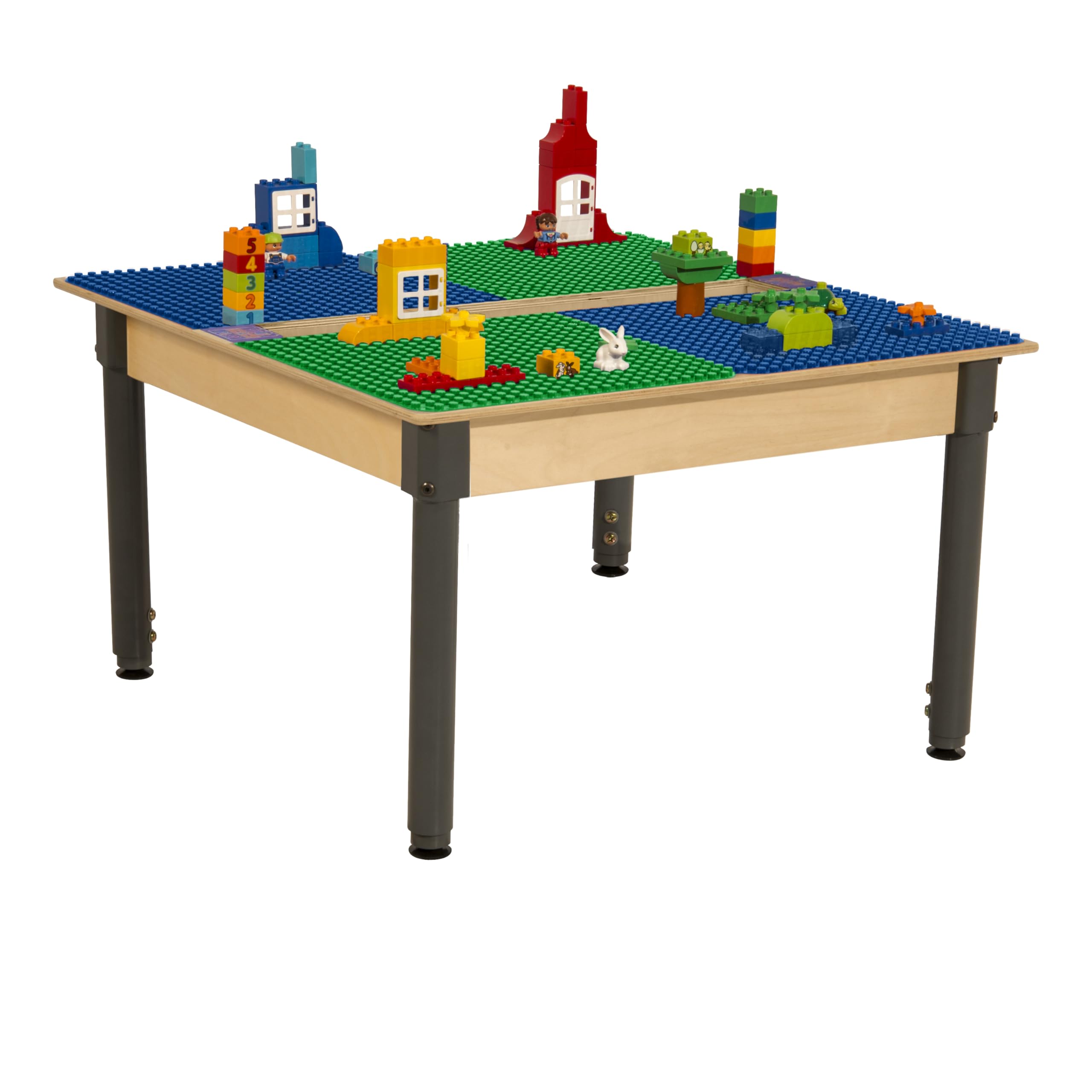 Wood Designs Time-2-Play Kids Birch Plywood Square Duplo Compatible Play Table 35