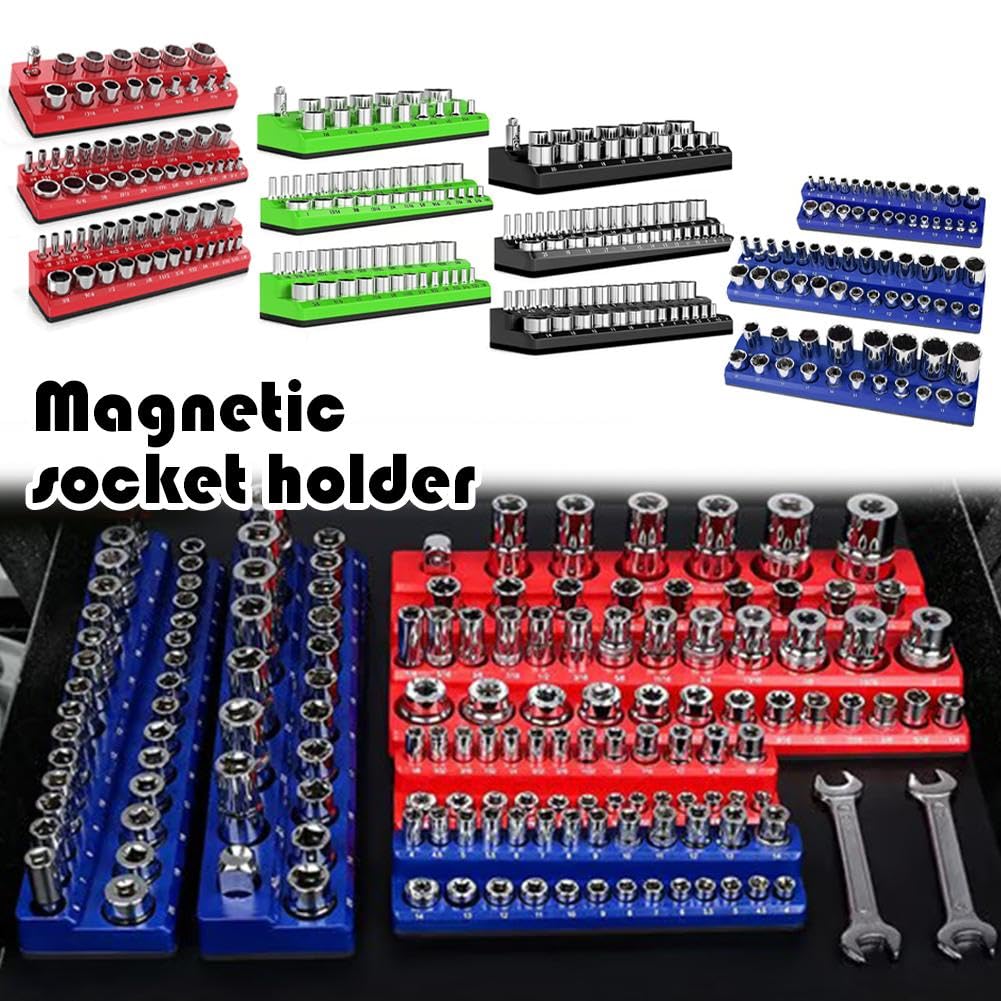 Organizer Magnetico Per Prese – Set Da 3 Vassoi (1/4, 3/8, 1/2) Per Cassetta Attrezzi – Giallo - 3
