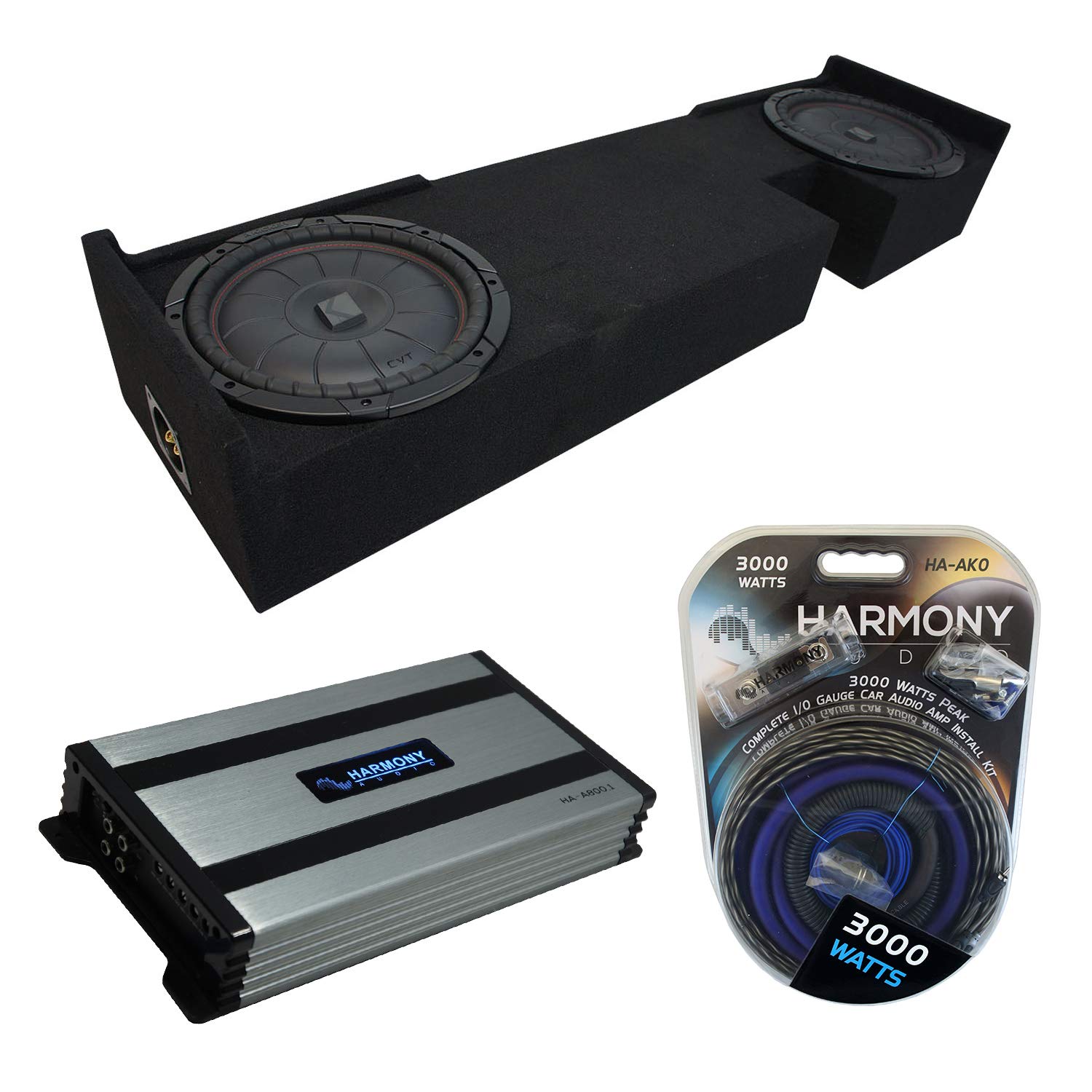 Harmony Audio CVT12 Compatible with Ford F-150 EXT/Super Cab Truck 2000-2003 Bundled with HA-A800.1 Amplifier and Dual 12" Custom Sub Box Enclosure