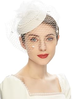 Pillbox Hats 20s 50s Vintage Fascinators for Women Tea Party Hats with Feather Mesh Veil Headband