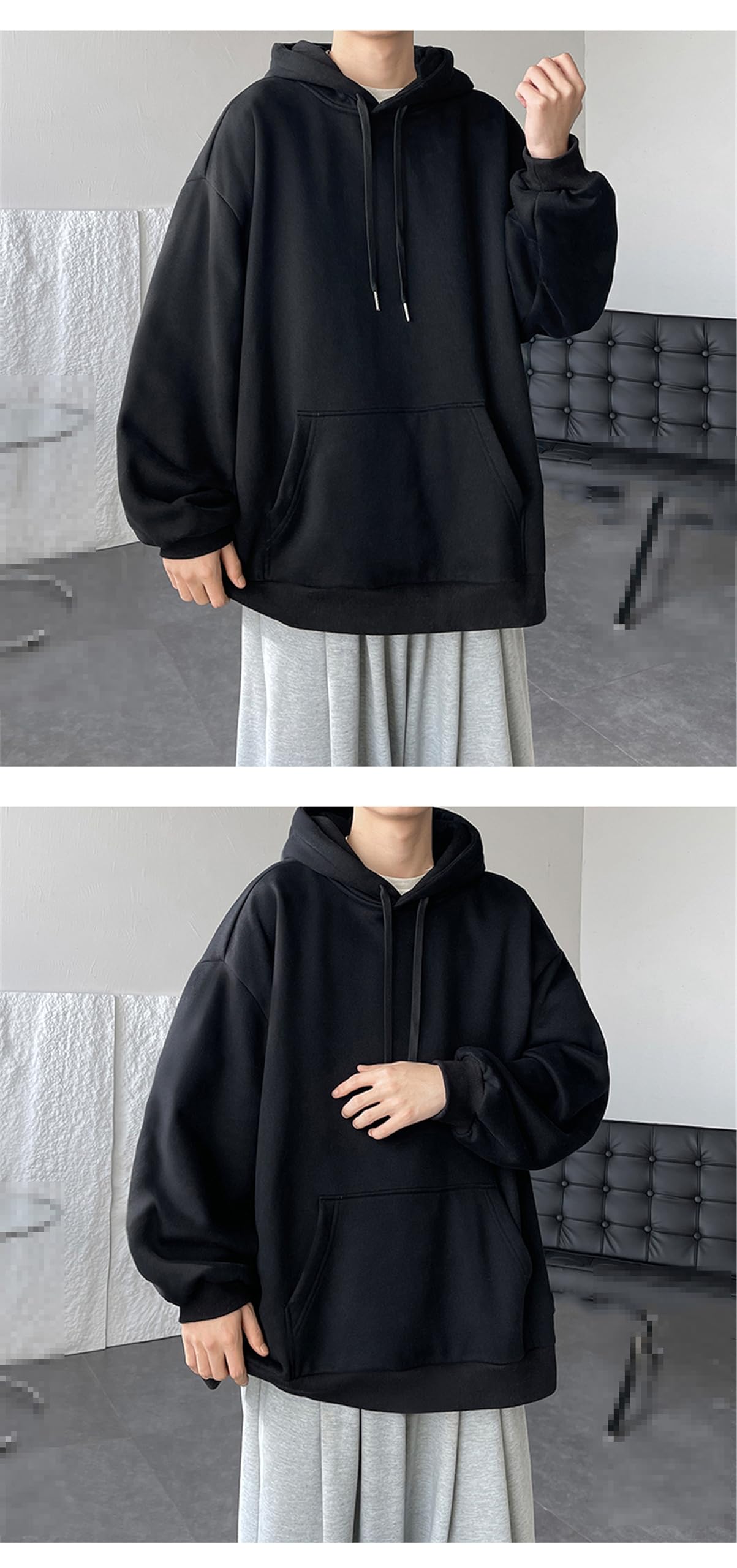 Sweejim Felpa Invernale da Donna Pullover Oversize Streetwear Felpe con Cappuccio in Pile Top Casual Hip Hop