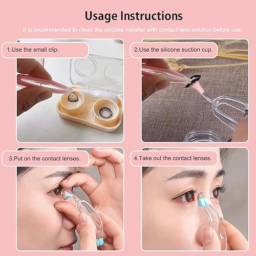 Miniatura 4 de Herramienta de inserción y extracción de lentes de contacto suave, pinzas con punta suave, juego de estuche de herramientas portátil para lentes de