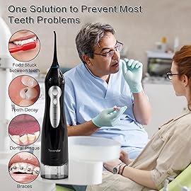 TOVENDOR Electric Water Flosser, Rechargeable Dental Oral Irrigator - 3 Modes, 5 Tips for Teeth, Gums, Braces, Dental Care, Family Oral Health (300ML, IPX7Waterproof Waterflosser)