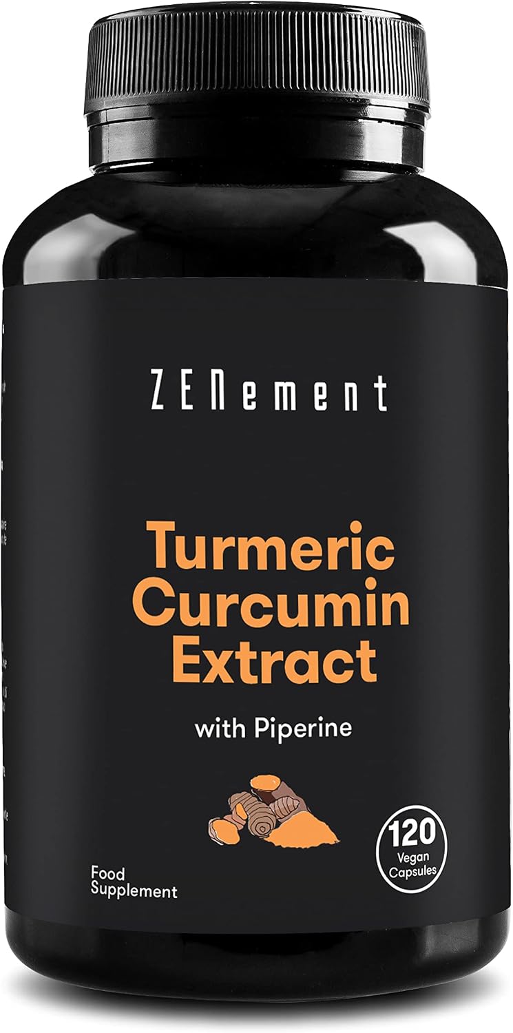 Zenement Turmeric Curcumin, with Black Peper, 120 Capsules | Powerful antioxidant, for Joint Health | 100% Natural, Non-GMO