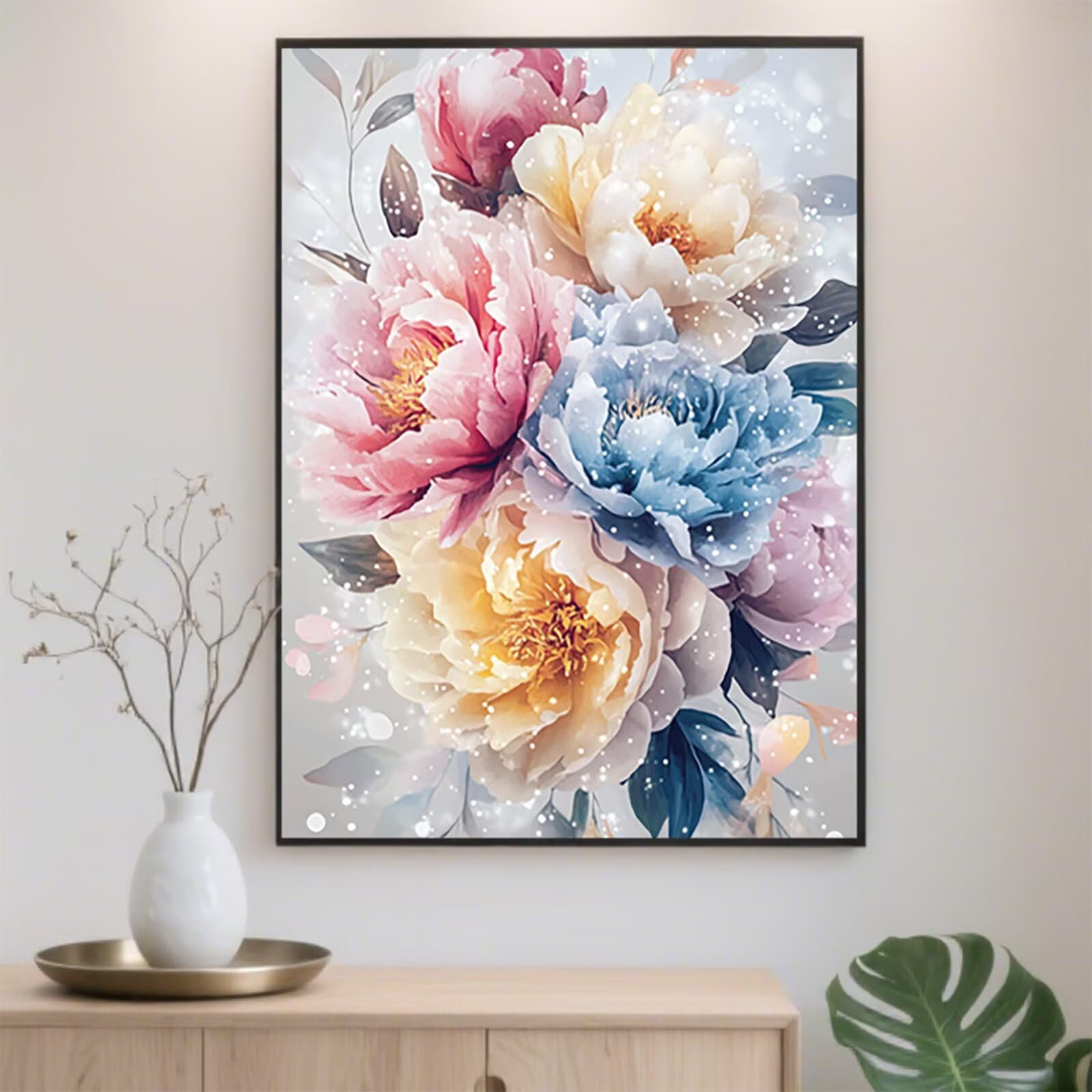 Diament Malarstwo Piwonia Diament Malarstwo Dorosły 70x90cm Diament Haft Pełny zestaw do malowania Diament Kwiat Ścieg krzyżykowy Zestaw Początkujący Kryształ Rhinestone Rzemiosło, Aktywność Ręczna