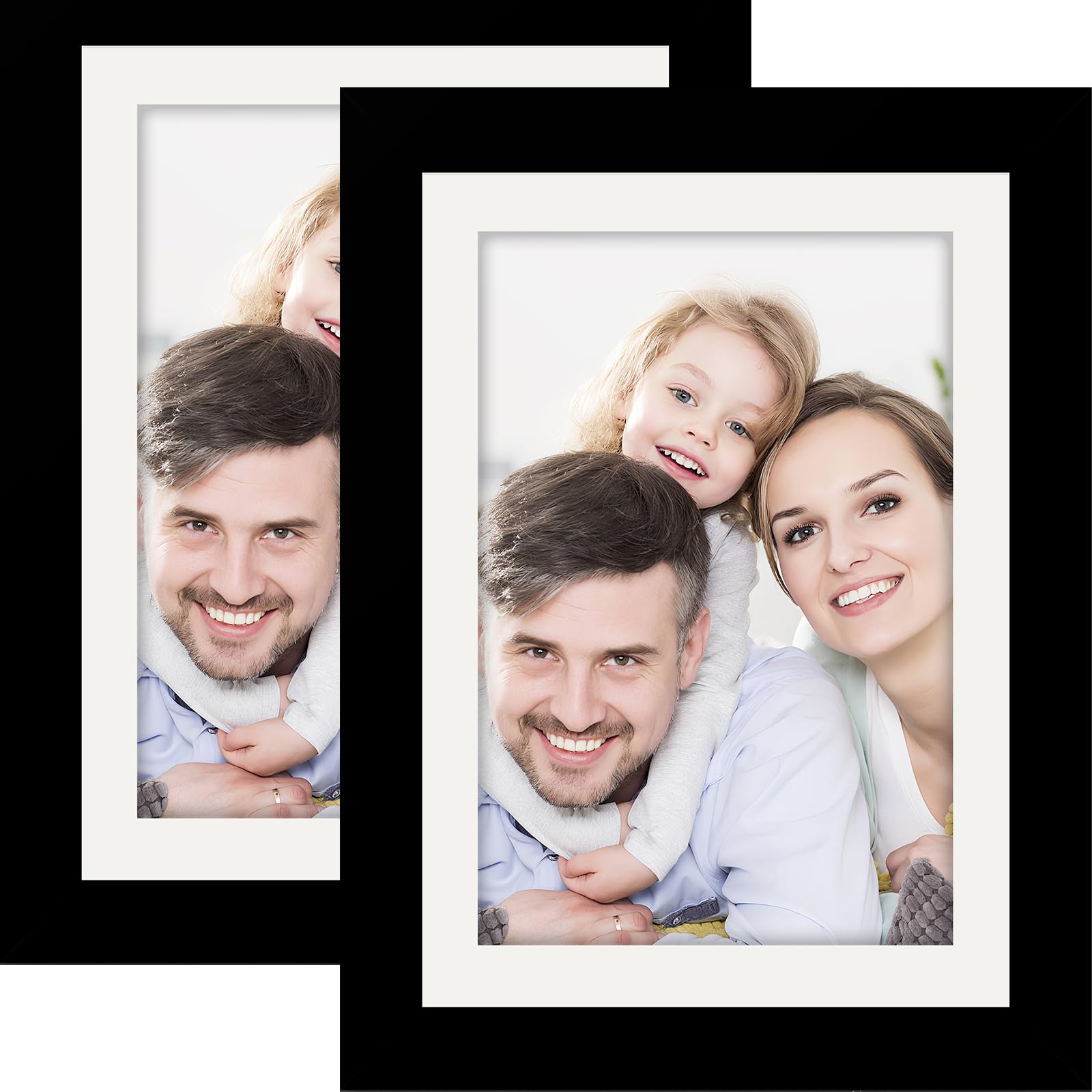 Picture Frames 5x7 2 Pack Made of Solid Wood Black for Wall Mounting and Tabletop Display