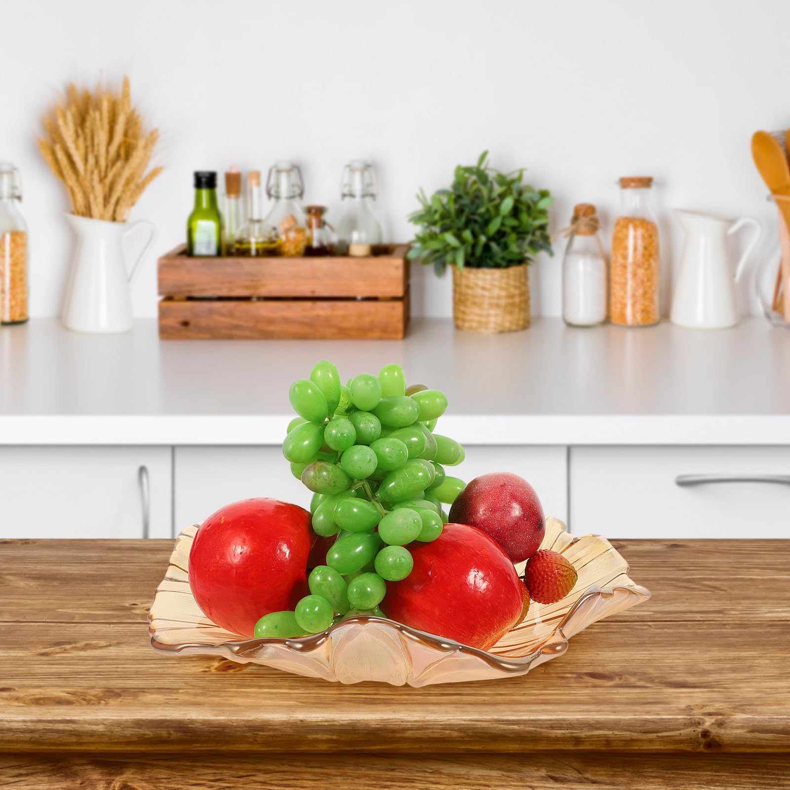 INOOMP Vassoio Portaoggetti in Vetro Ambra a Girasole, Piatto Portafrutta Creativo per Casa e Cucina, Forniture per Feste e Servizio Versatile per Colazione e Cena