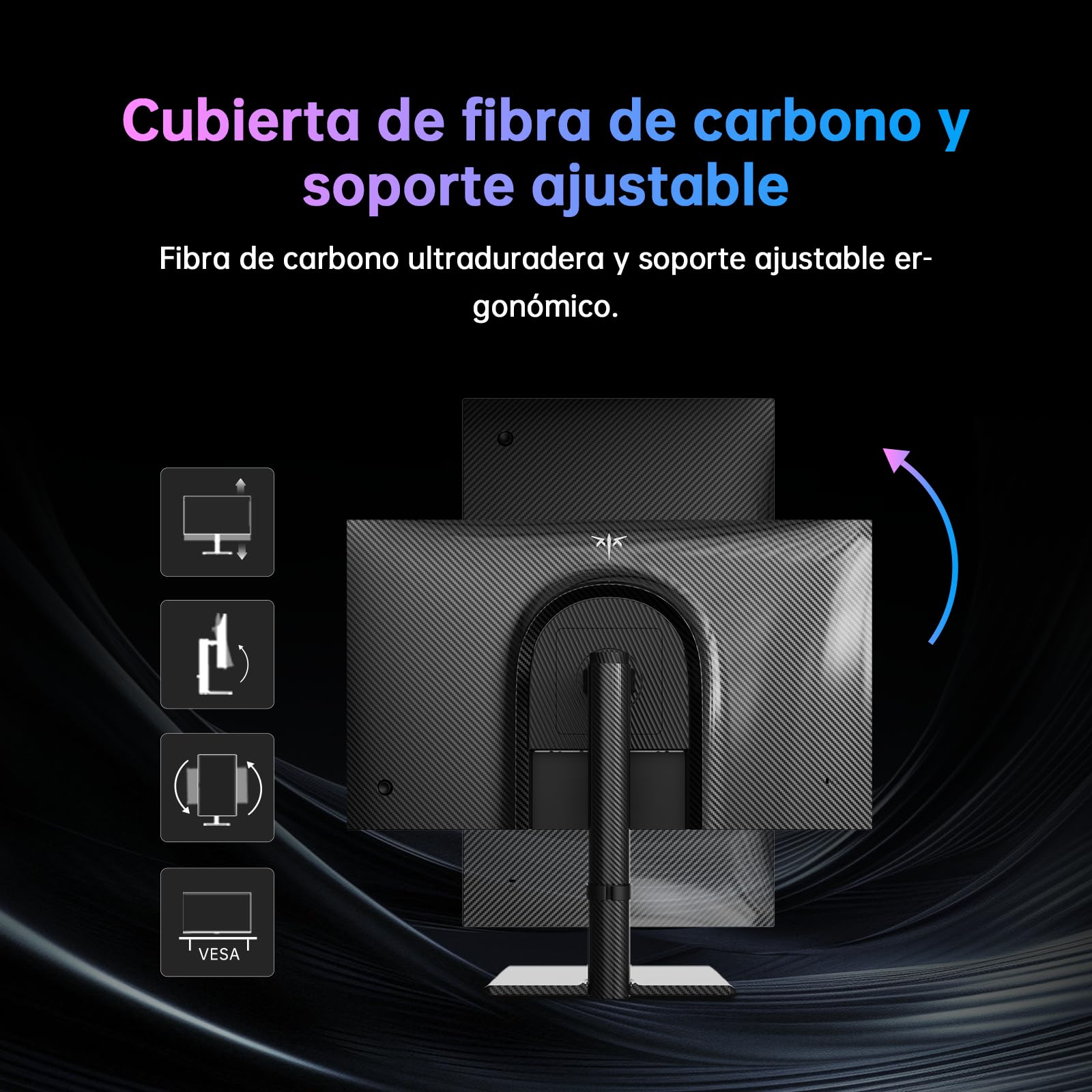 KTC Monitor Gaming 4K 160 Hz 144 Hz, Panel Fast-IPS 1 ms de 27 Pulgadas, HDR 400, 132% sRGB, Carcasa de Fibra de Carbono, Soporte Ajustable, DP1.4 / HDMI 2.1 para Jugadores y diseñadores