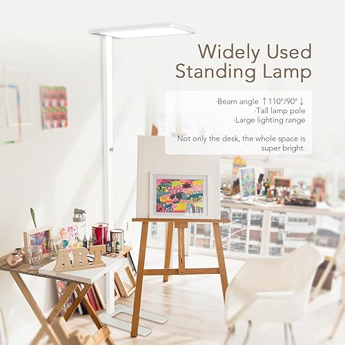 Miniatura 4 de Lámpara de pie LED de 120 W, luz de lectura de 76.8 pulgadas de alto, lámpara de pie de atenuación de 10000 lúmenes, lámpara de lectura de espectro
