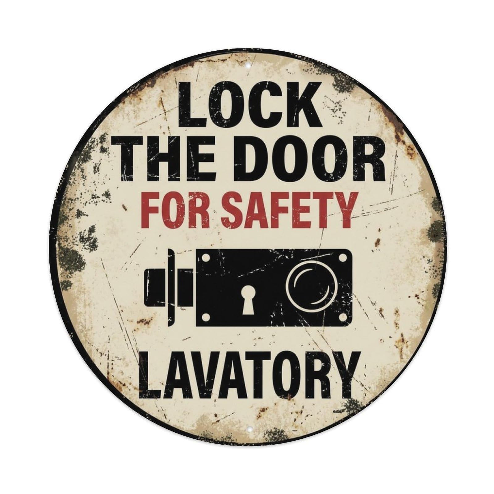 Metal Tin Sign Lock The Door For Safety Lavatory Warning Sign