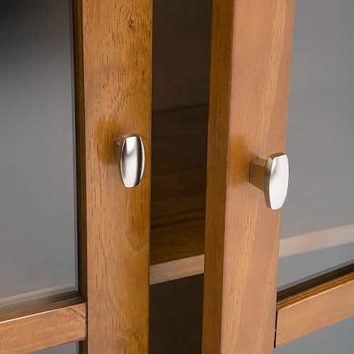 Miniatura 8 de SIMPLIHOME Warm Shaker - Armario de almacenamiento bajo de madera maciza de 32 pulgadas de ancho con 2 estantes en marrón dorado claro, gabinete de