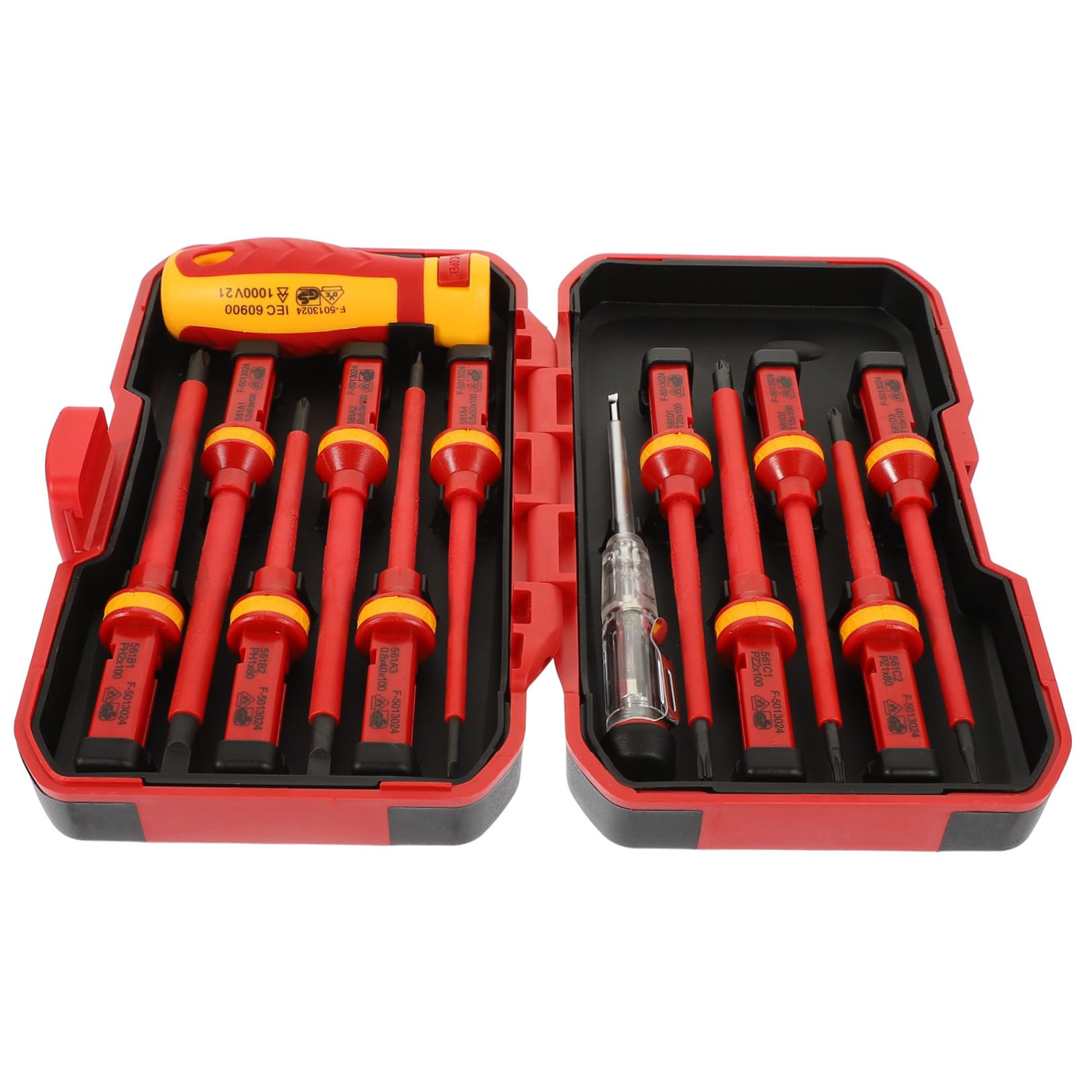 Generico Set Cacciaviti Isolati 1000v 13 Pezzi per Elettricista Rosso | Acciaio al Vanadio, Impugnatura Ergonomica, Custodia Inclusa, Inserti Sostituibili, per Viti