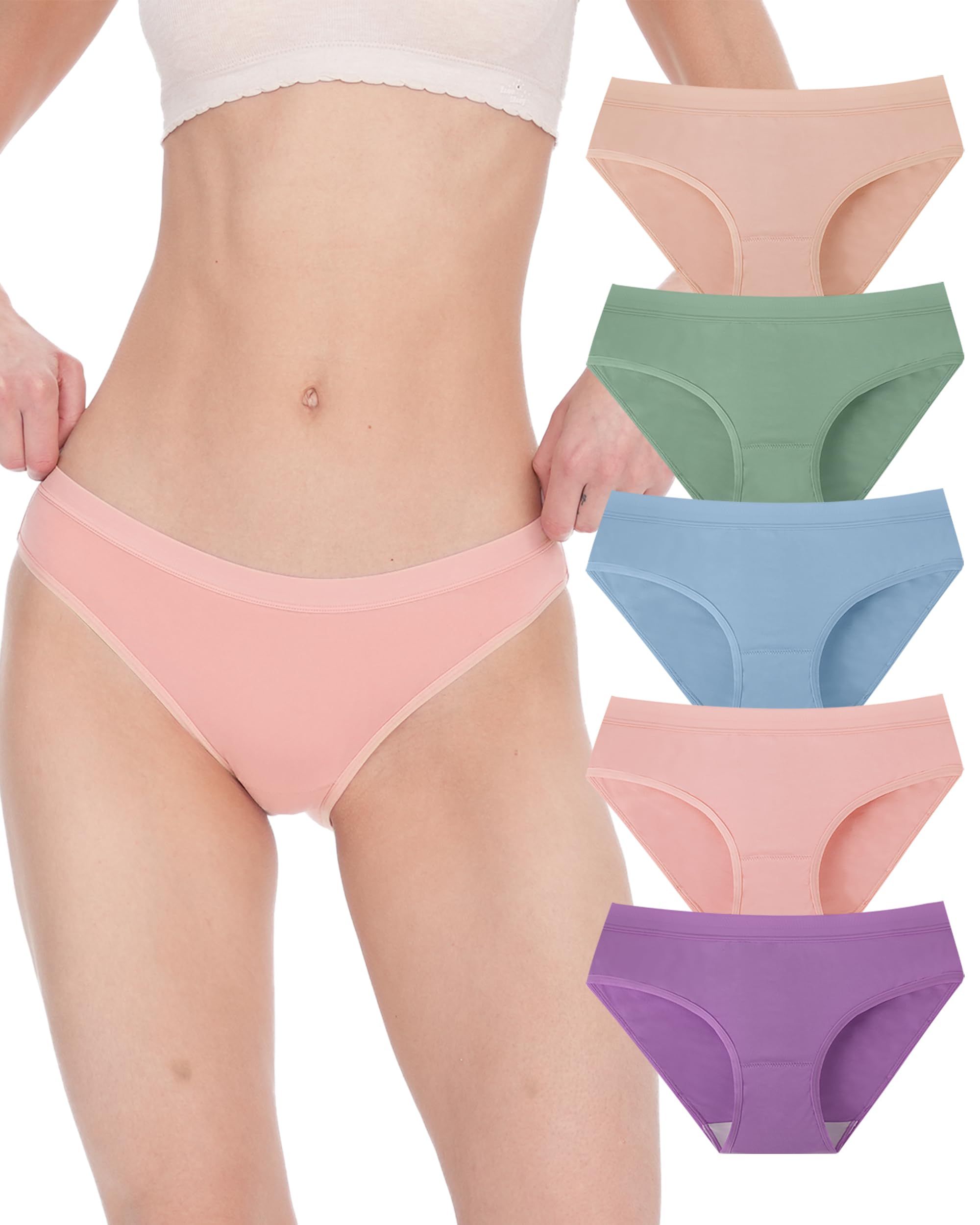 BAMBOO COOL Damen-Unterwäsche, Bikini-Unterhose, Hipster, Damenhöschen, weich, dehnbar, atmungsaktiv, 5er-Pack